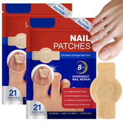 Nichalous Nail Patches packaging showing 42 patches for overnight repair