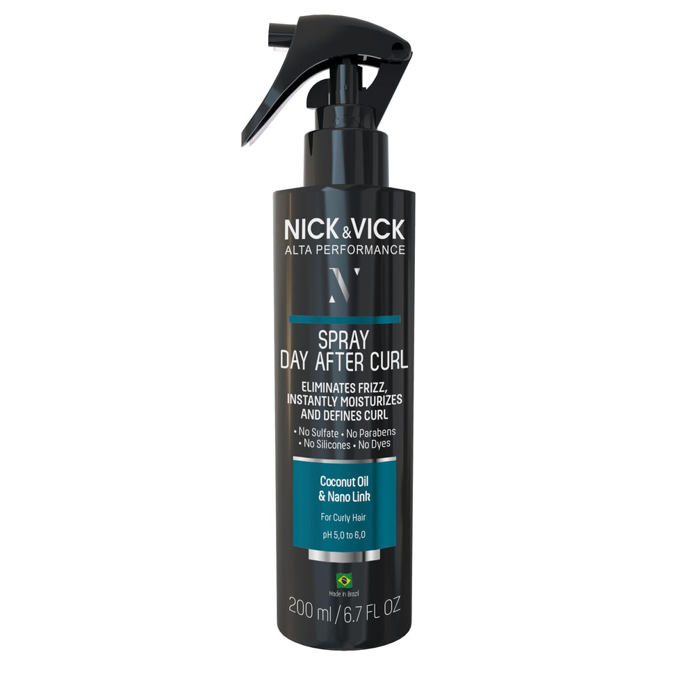 Nick Vick Day After Curl Definer bottle pour guides even application for defined curls.
