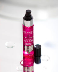 Nick Vick Hair Serum heat protection application highlights safe styling and manageability.