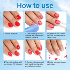 NIFEISHI Gel Nail Polish Remover action shot shows 3-5 minute removal.