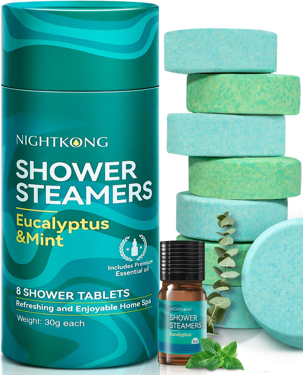 NightKong 8-pack shower steamers in gift-ready packaging for gifting.