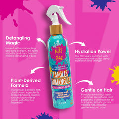Kids curls on display with Tangles Shmangles close-up showing definition