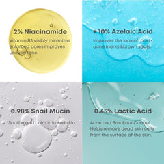 NINELESS A-Control 10% serum texture close-up shows smooth, lightweight formula