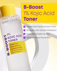 NINELESS Niacinamide 2% toner bottle highlighting barrier support and pore refinement.