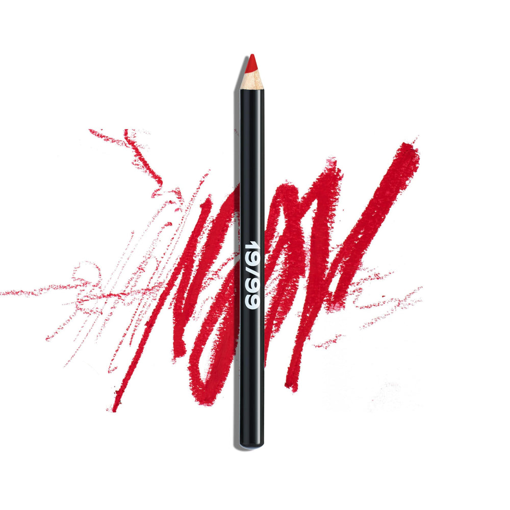 NINETEEN NINETY NINE 19/99 Voros swatch on cheeks and lips, bold all-over color.