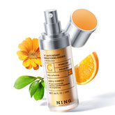 NING DERMOLOGIE Vitamin C Serum bottle front promotes radiant, hydrated skin.