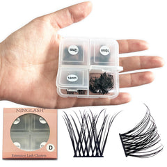 Ninglash NF14 travel box shows organized lash clusters for easy at-home use.