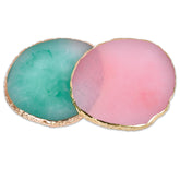 Ningrou pink resin nail palette with gold edge for precise color mixing