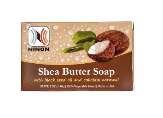 Ninon Shea Butter Soap Bars six-pack front view highlighting bulk value for daily cleansing.