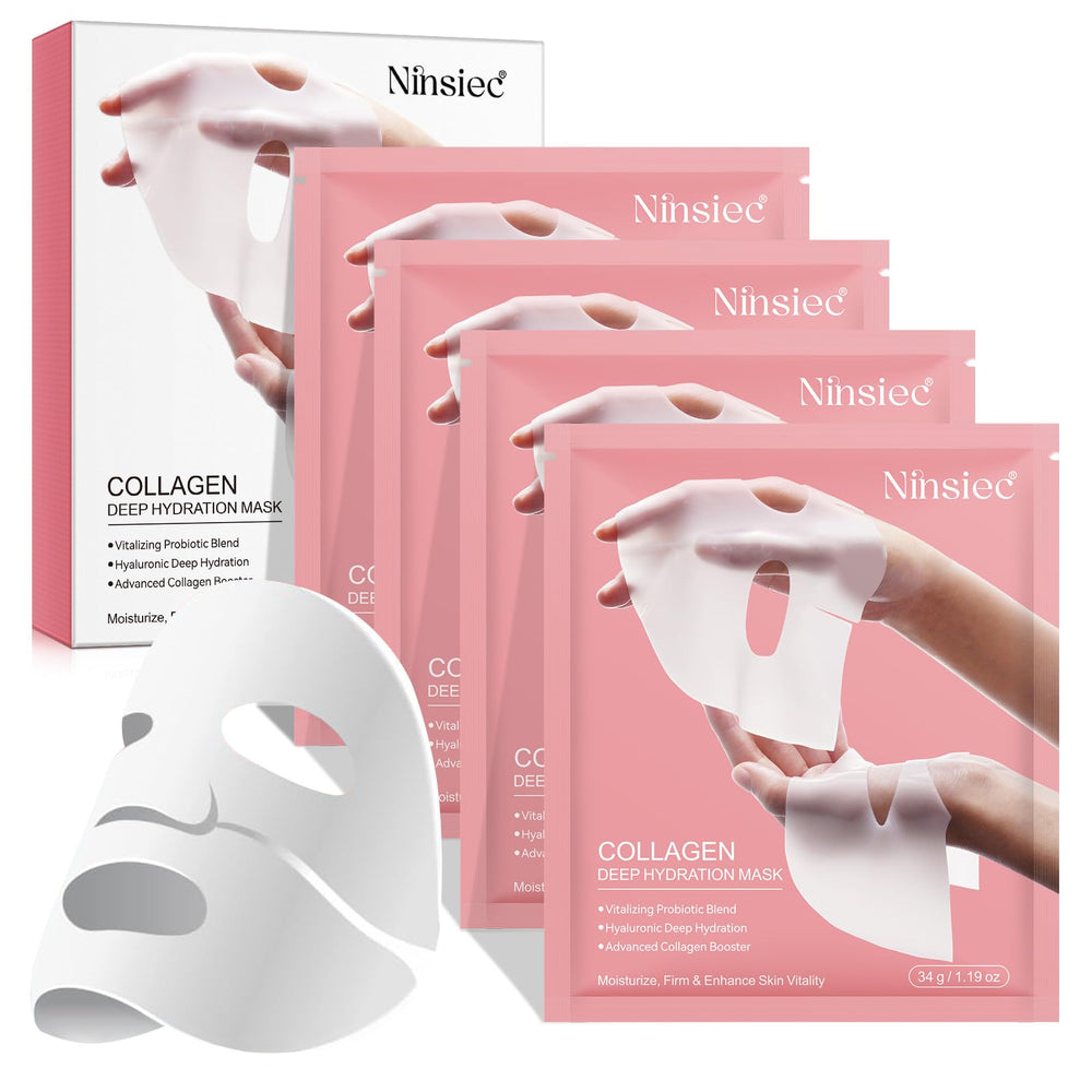 Ninsiec collagen mask packaging highlights premium hydration for daily routines