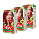 Nisha Creme Hair Color Flame Red bottle showing rich cream formula for even coverage.