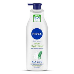 NIVEA Aloe Hydration bottle with pump for smooth, refreshed skin.