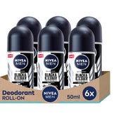 NIVEA Black & White Original roll-on pack of six for long-lasting protection.