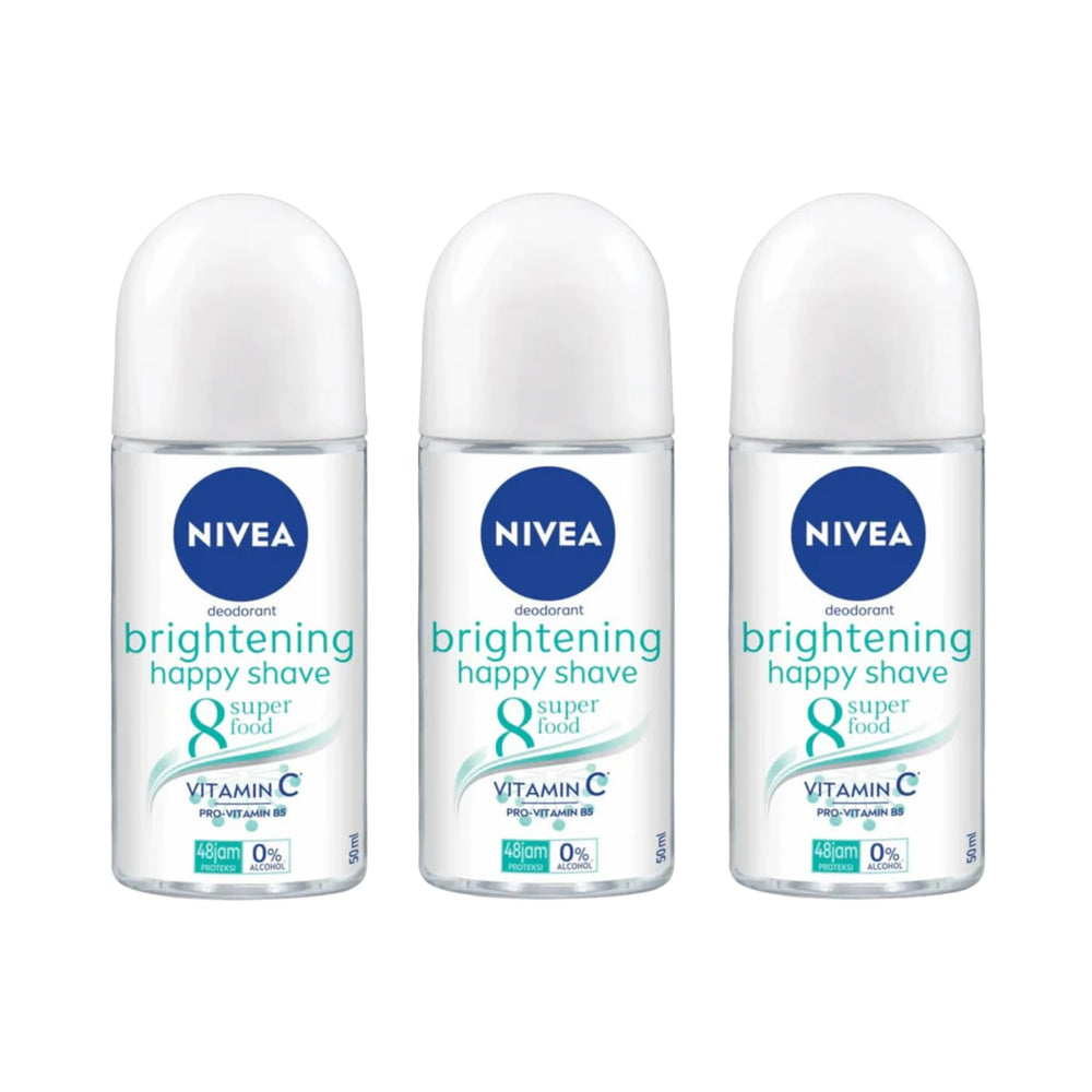 NIVEA Brightening Happy Shave roll-on bottle 50ml, product packaging and design