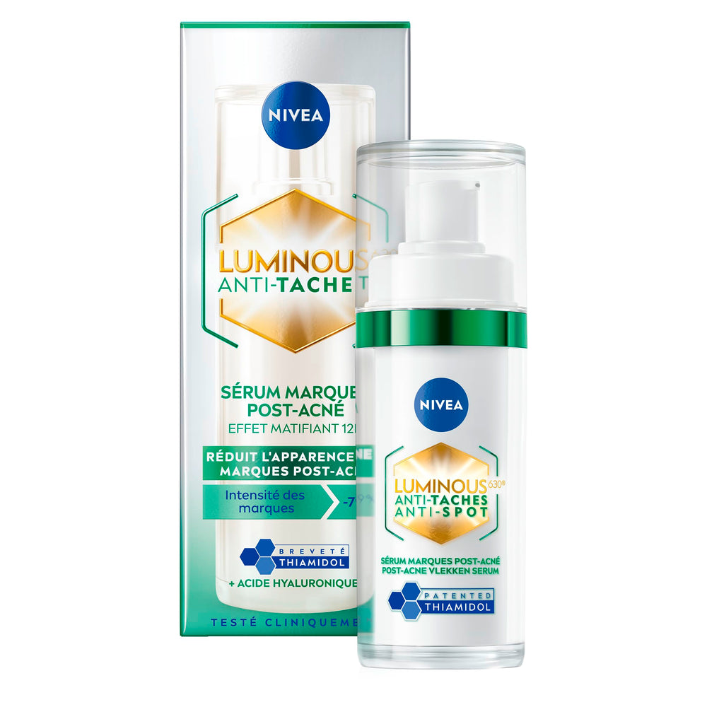 NIVEA CELLULAR Luminous630 serum bottle with hygienic pump for precise, mess-free application.