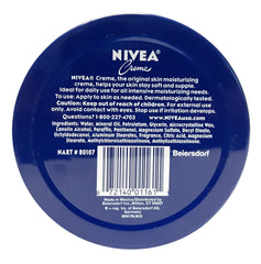 NIVEA Creme Tin back view highlighting alcohol-free formula for gentle body care