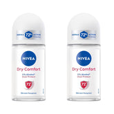 NIVEA Dry Comfort roll-on bottle, 50ml, ideal for daily freshness and long-lasting protection.