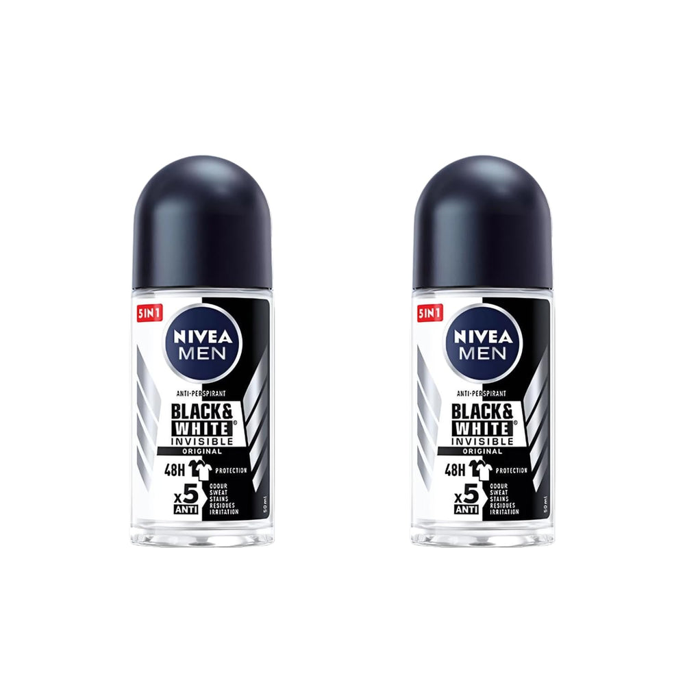 NIVEA Men 48H roll-on two-pack front view for long-lasting freshness.