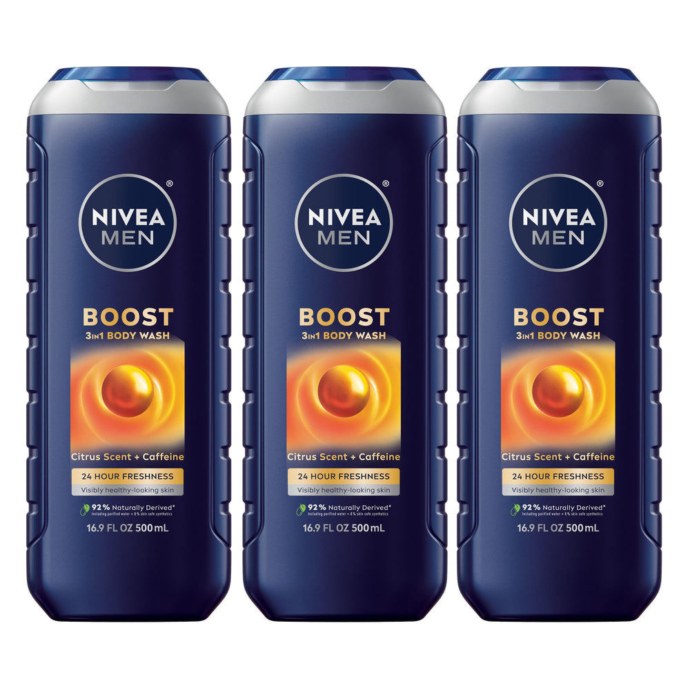 NIVEA MEN Boost bottle pour with citrus scent for a refreshing start