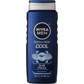 NIVEA MEN Cool Body Wash bottle with menthol for a refreshing shower.