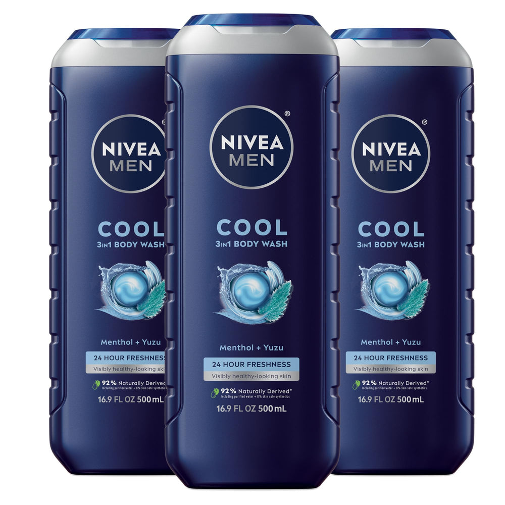 NIVEA MEN Cool Body Wash icy menthol bottle for refreshing post-shower skin