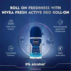 NIVEA Men Fresh Active pack six implies convenient multi-pack use.