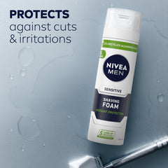 NIVEA MEN shaving foam applied to the face showing rich foam and calm skin