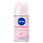 NIVEA Pearl & Beauty roll-on bottle shows front view for daily freshness.