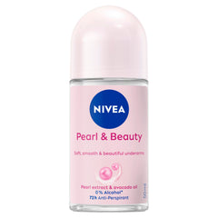 NIVEA Pearl & Beauty roll-on bottle shows front view for daily freshness.