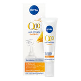 NIVEA Q10 plusC eye cream bottle front, energising the eye area.
