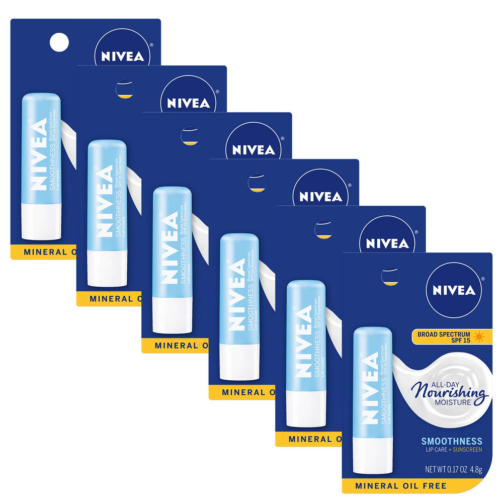NIVEA Smoothness Lip Care SPF 15 tube with nourishing oils for soft lips