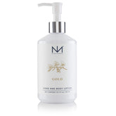 Niven Morgan Gold Hand and Body Lotion bottle showcases luxurious hydration.