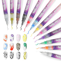 NivLop 12-color nail art pens set for versatile DIY manicure and design ideas