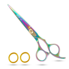 Nixcer Rainbow hair cutting scissors with 6.5-inch blade for precise professional trimming