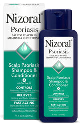 Nizoral psoriasis shampoo bottle front view for easy at-home use