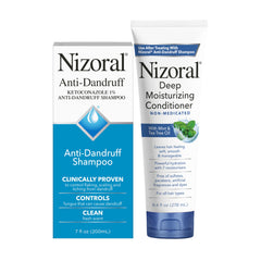 Nizoral shampoo bottle pouring to help dandruff control