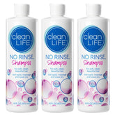 No-Rinse Shampoo 16oz bottle pour shows rinse-free cleansing and convenience.