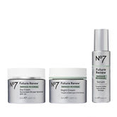 No7 Future Renew serum bottle showing lightweight, fast-absorbing formula for brightened skin