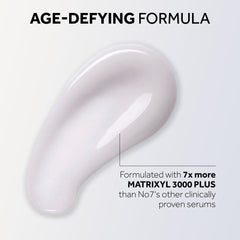 Forehead area treated with No7 booster serum for targeted wrinkle care.