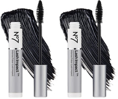 No7 Lash Impact Mascara pack-2 collection front view shows bold lashes with instant impact
