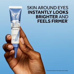 No7 Lift & Luminate cream texture swatch on skin for smooth application.