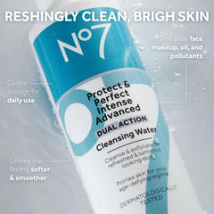No7 cleansing water removing makeup for a clean, refreshed complexion.