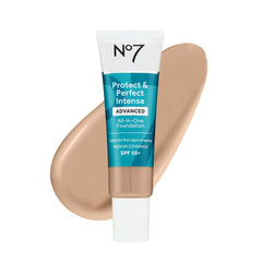 No7 Protect & Perfect foundation bottle close-up in Cool Ivory for an even base.