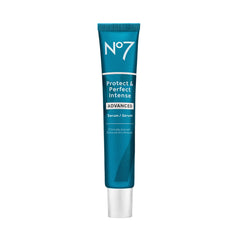 No7 Protect and Perfect Serum bottle close-up showing hydration and anti-aging benefits.
