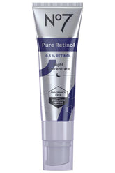 No7 Pure Retinol Night Concentrate bottle for nightly skincare routine, potential texture refinement.