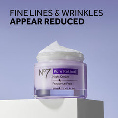 No7 Pure Retinol Night Cream on skin reveals a smooth, hydrated texture.