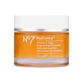 No7 Radiance+ Vitamin C Cream jar closeup reveals smooth texture and radiant glow