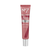 No7 Restore and Renew serum bottle with pump for easy daily application and hydration.