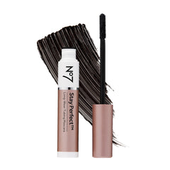 No7 Stay Perfect Mascara bottle close-up showing sleek packaging for everyday wear.