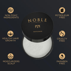 Noble By Greg Young matte paste hair-styling demo shows natural matte finish.